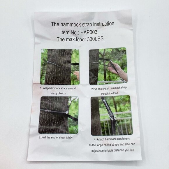 Portable Lightweight Hammock w/ 2 Straps & Carabiners Heavy Duty Polyester 300lb - Picture 2 of 4